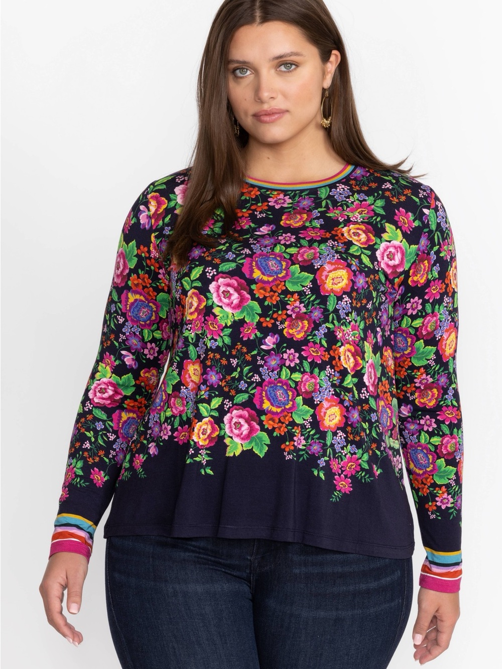 Johnny Was-THE JANIE FAVORITE LONG SLEEVE CREW NECK SWING TEE